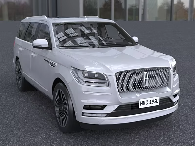 White Lincoln Luxury SUV Exterior with Chrome Grille and Modern Headlights 3d model