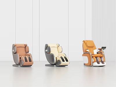 Modern Design Massage Chairs in Brown Beige Orange with Control Panel 3d model