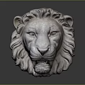 Detailed Stone Lion Head Sculpture Showcasing Majestic Mane And Facial Texture