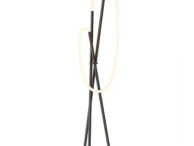 Modern Floor Lamp With Black Metal Stand And Circular Illuminated Ring Light Design 3d model