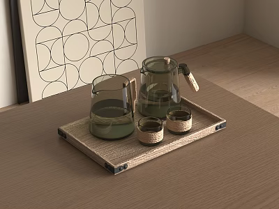 Modern tableware teapot water cup 3d model