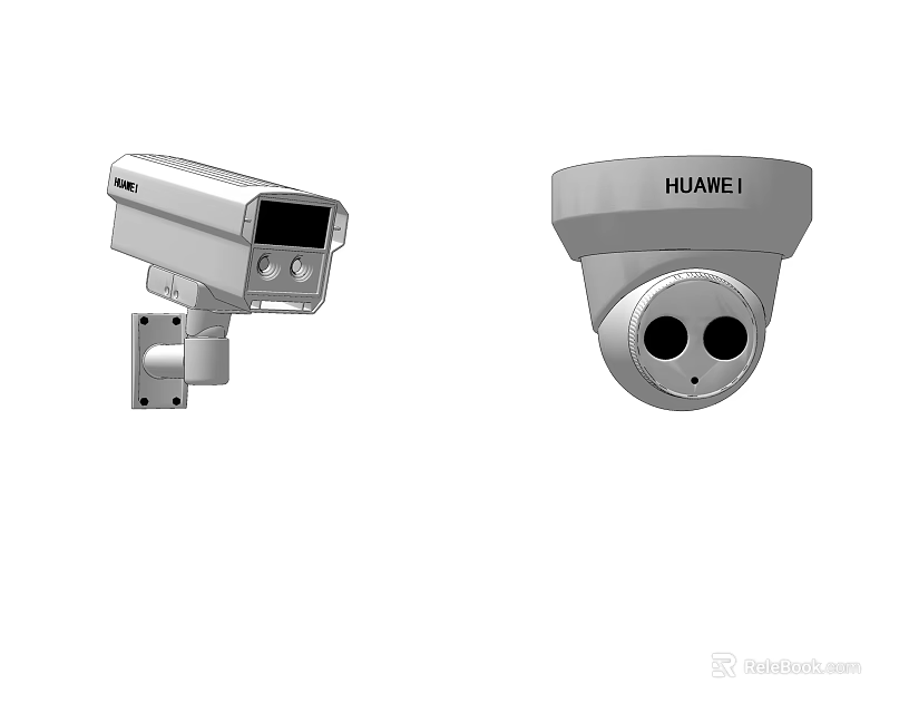 Projection Monitoring Security Cameras Featuring Huawei Dome And Bullet Models 3d model 