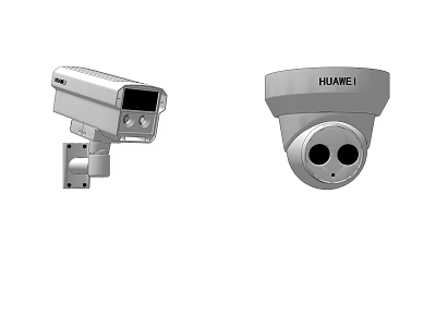 Projection Monitoring Security Cameras Featuring Huawei Dome And Bullet Models 3d model