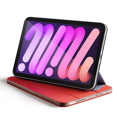 Vibrant 2 in 1 Tablet with Red Keyboard Case and Colorful Screen 3d model
