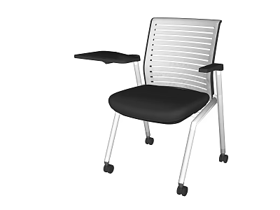 Modern Office Chair With Striped Backrest Metal Frame Black Seat And Armrests On Wheels 3d model