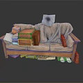 Single Sofa Covered With Blanket Suitcase Books And Shoes On And Around