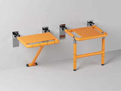 Orange Bathroom Safety Seats Wall Mounted And Freestanding Durable Design 3d model