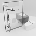 Modern Bathroom With White Toilet Glass Shower Enclosure And Square Sink
