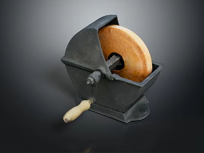 Sturdy Manual Grinder Hardware Tool With Metal Base And Wooden Handle For Sharpening Tools 3d model