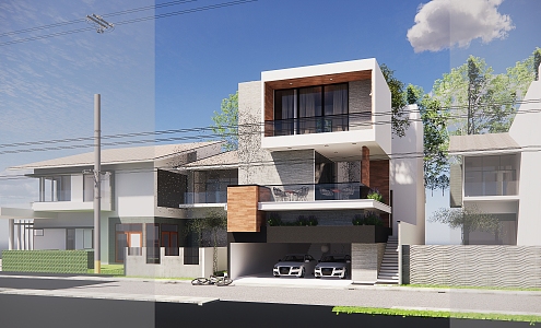 Modern single-family villa 3d model