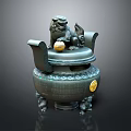 Bronze Furniture Decoration With Lion Sculpture And Carved Patterns Golden Accents