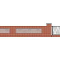 Building Exterior Wall With Red Brick Lattice Patterns And Iron Railing Design 3d model