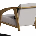 Modern Leisure Chair With Curved Wooden Armrests Soft Beige Fabric Cushions And Accent Pillow