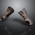 Ancient Metal Bracers Pair With Ornate Design Shiny Surface And Dark Background