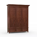 Classic Dark Brown Wooden Wardrobe With Three Doors And Bottom Drawers