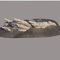 Organic Stacked Stone and Rustic Wooden Features on Dark Terrain Surface