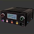 Sleek Black Electronic Device With Blue LCD Screen Control Knobs And Metal Jacks 3d model