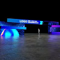 Illuminated Event Entrance Design With LOGO Display Blue Purple Lighting And LED Screen Panels