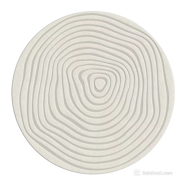 Round Rug With Tree Ring Pattern In Light Beige For Living Room Decor 3d model 
