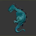 3D Blue Glowing Dragon Creature Model with Horns and Wings Design