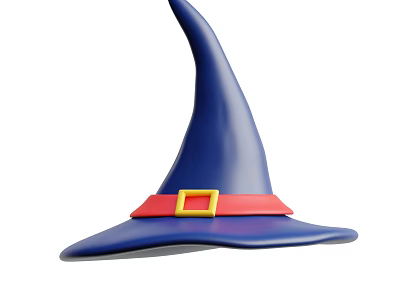Classic Blue Witch Hat With Red Band And Yellow Square Buckle 3d model