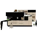 Modern Kitchen With Black And White Wooden Cabinets Island And Plants