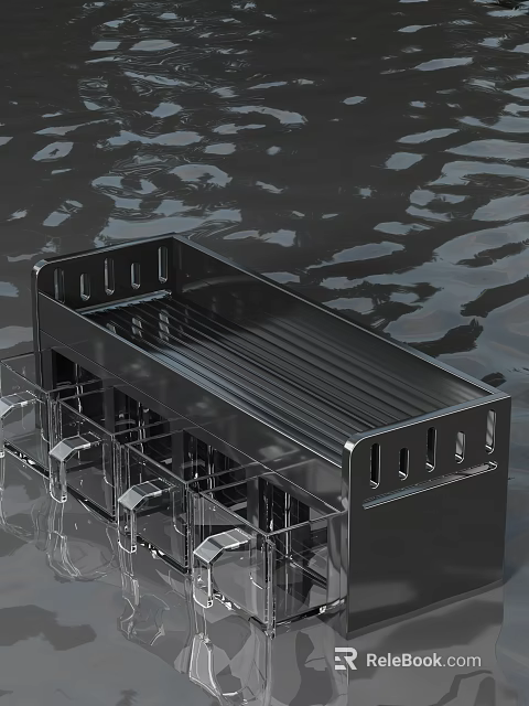 Transparent Glass Spice Bottles with Black Metal Rack Storage Organizer for Kitchen Countertop 3d model 
