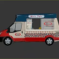 Red And Beige Ice Cream Truck With Blue Roof Leopard Print And Milk Bar Sign
