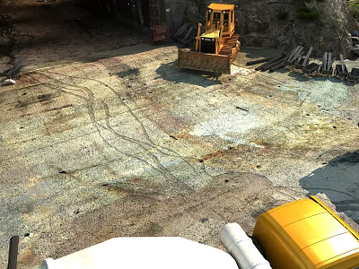 Swing Door Installation At Construction Site With Bulldozer And Yellow Equipment 3d model