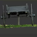 Green Renovation Project Wheelbarrow with Large Wheels on Grass and Fallen Leaves