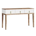 Modern Dressing Table With White Drawers Golden Handles And Wooden Legs