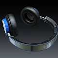 Bellinger Black and Blue Headphones with Leather Headband Metallic Accents and Over Ear Earpads
