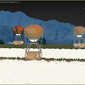 Nomadic Noyage Hot Air Balloons Soaring Over Mountain And Rural Green Field