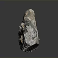 Natural rock with white gray black orange surface texture on dark background and reflection 3d model