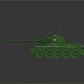 Green Military Tank Model with Turret Long Cannon and Metal Tracks