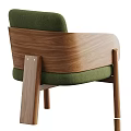 Modern Green Upholstered Accent Chair With Wooden Armrests And Walnut Wood Legs