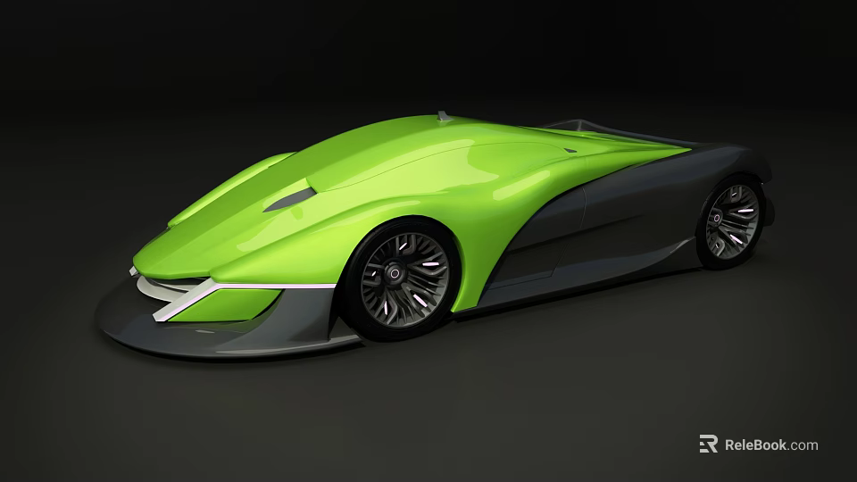 Green Futuristic Convertible Concept Car With Sleek Aerodynamic Body And Stylish Wheels 3d model 