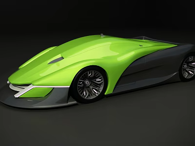 Green Futuristic Convertible Concept Car With Sleek Aerodynamic Body And Stylish Wheels 3d model