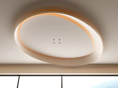 Modern Circular Ceiling Design With White Surface And LED Strip Lighting 3d model
