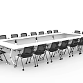 White Rectangular Conference Table With Black Rolling Chairs For Office Use