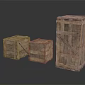 Three Wooden Crates In Various Sizes With Wooden Material And Metal Straps