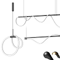 Stylish Modern Neon Chandelier With Curved Illuminated Lines Hanging Design