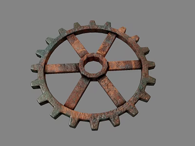 Hardware Tools Rusted Metal Gear With Spokes Teeth And Industrial Design 3d model