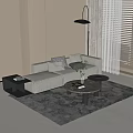 Sofa Coffee Table Combination Coffee Table Fabric Sofa Side Table Corner Floor Lamp 3d model