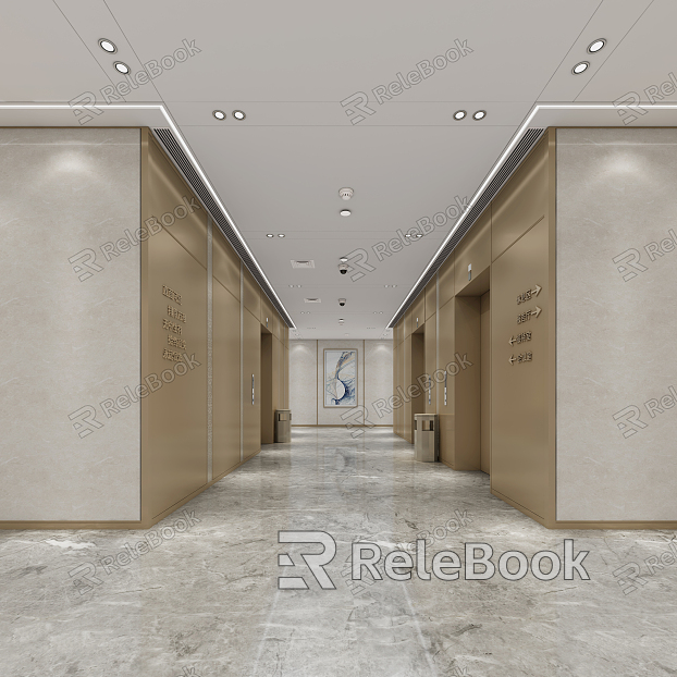 Light Luxury Elevator Hall Office Elevator Hall model