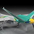 Chinese Emergency Drone With Gray And Green Body Long Wings And Propeller