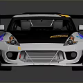 Custom Black And White Racing Car With Purple Green Livery And Rear Spoiler