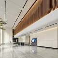 Elegant Modern Office Lobby Reception With Marble Floor And Large Floor To Ceiling Windows