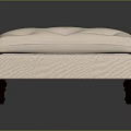 Elegant White Tufted Ottoman With Soft Upholstered Seat And Wooden Legs