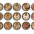 Assorted Chinese Spice Jars Containing Star Anise Cinnamon Chili And Sichuan Peppercorns